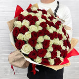 100 Red & White Roses "Harmony in Bloom"