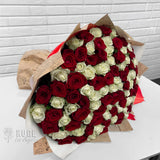 100 Red & White Roses "Harmony in Bloom"
