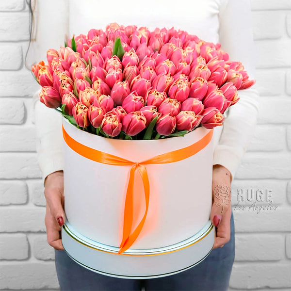 Pink Radiance: 100 Tulips in a Box