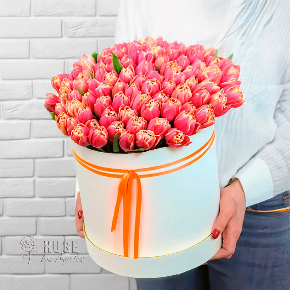 Pink Radiance: 100 Tulips in a Box