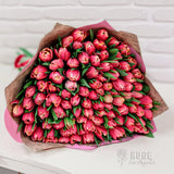 100 Double Tulips Wrapped Bouquet