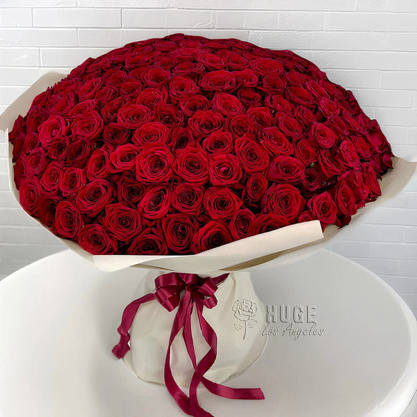 100 Red Roses | Wrapped Bouquet | Long Stem