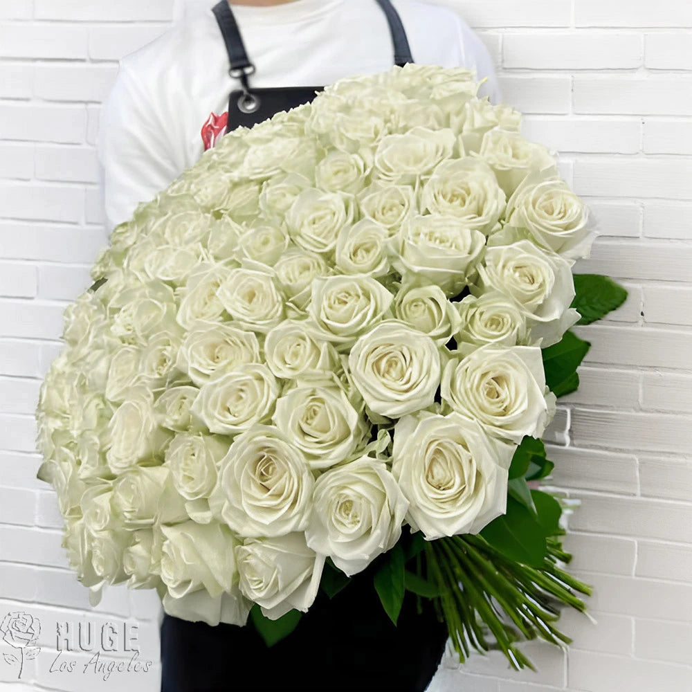 Buy 100 White Roses "Pure Harmony" Bouquet