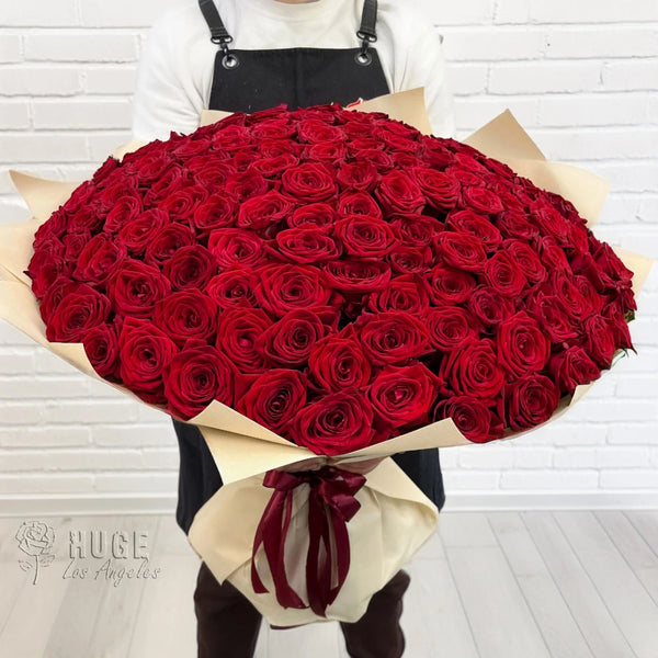 150 Wrapped Red Roses "Velvet Embrace"