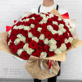 150 Red & White Roses | Chessboard Charm