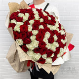 150 Red & White Roses | Chessboard Charm
