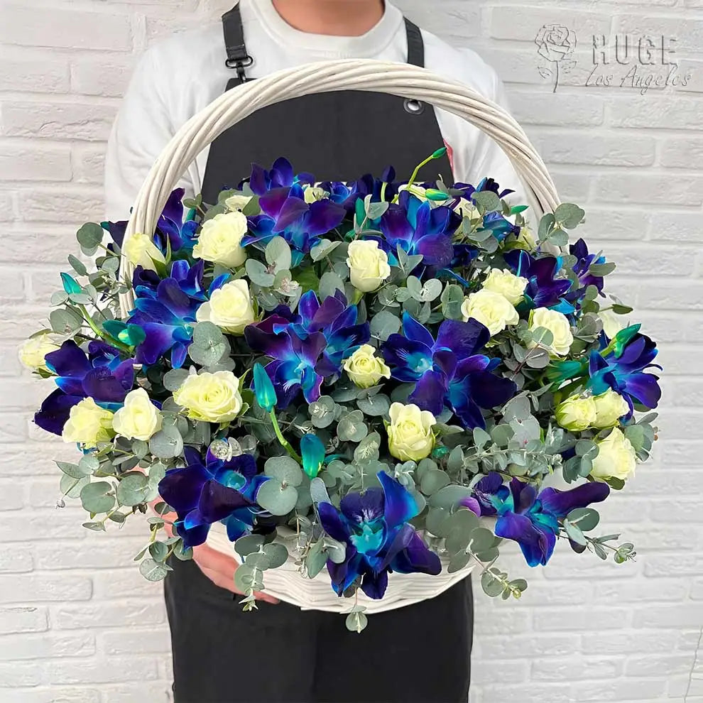 Celestial Blue and White Blossom Basket