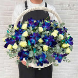 Celestial Blue and White Blossom Basket