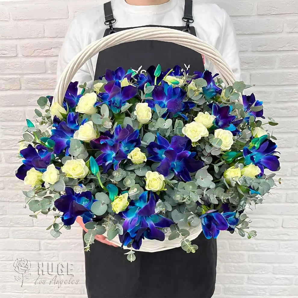 Celestial Blue and White Blossom Basket