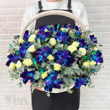 Celestial Blue and White Blossom Basket