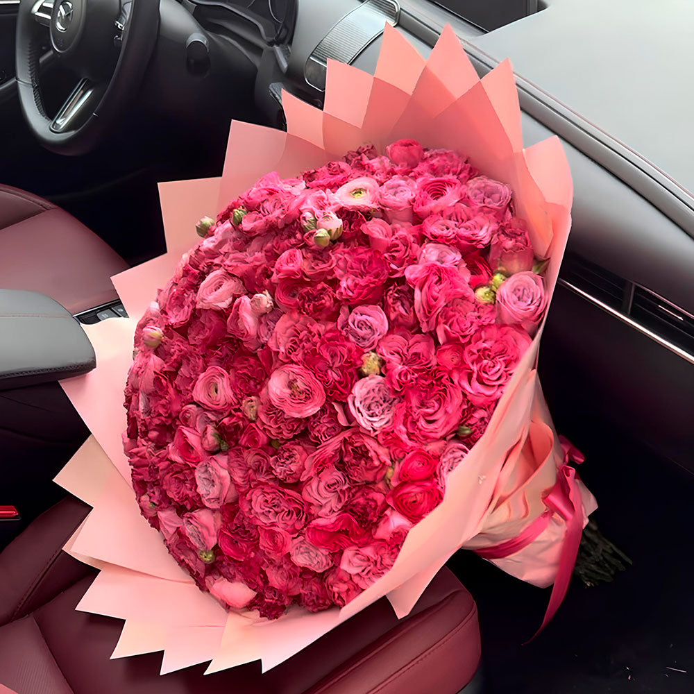 Mixed 250 Roses Bouquet | Pink Serenity