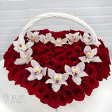 Passion and Purity Orchid Rose Basket