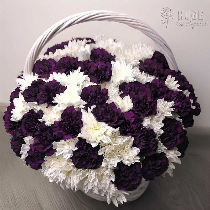 Purple & White Carnation Basket