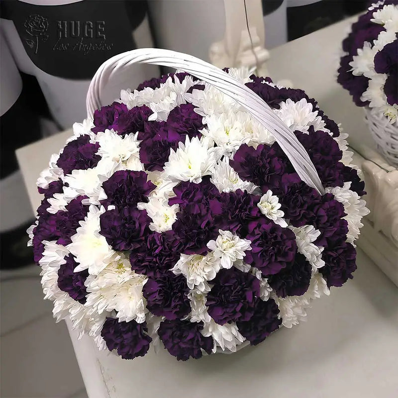 Purple & White Carnation Basket