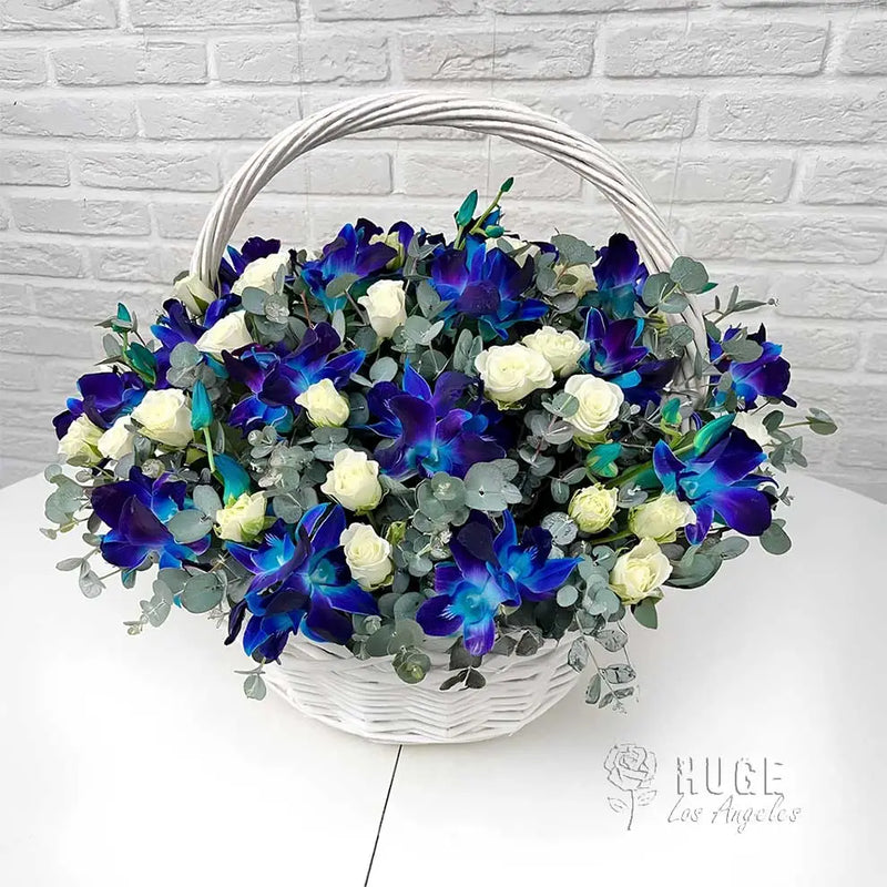 Celestial Blue and White Blossom Basket