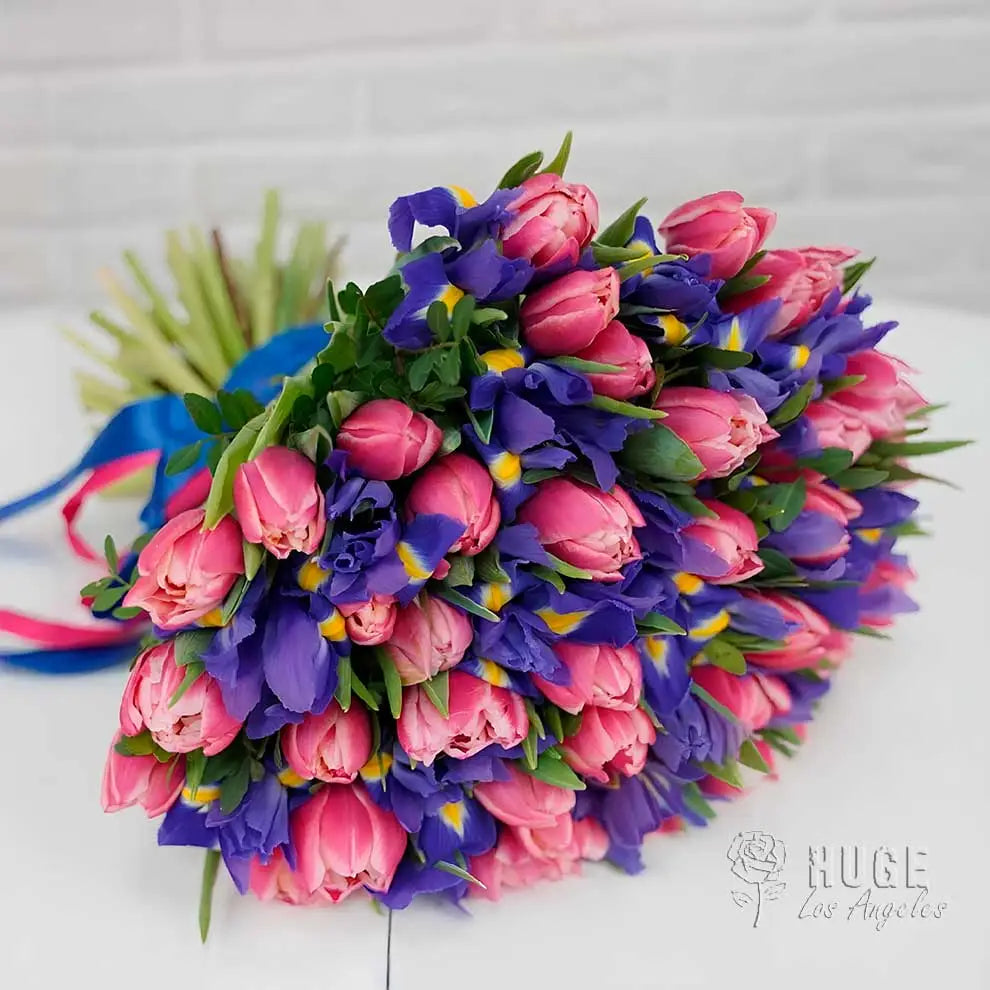 Spring Elegance Tulip and Iris Bouquet