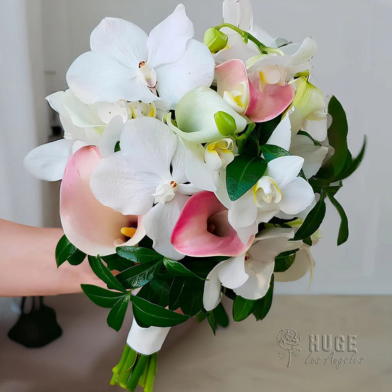 white and pink calla lily bouquet Orchid & Calla Lily