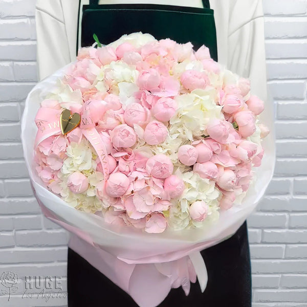Mixed Peonies & Hydrangea Bouquet | Blush Beauty