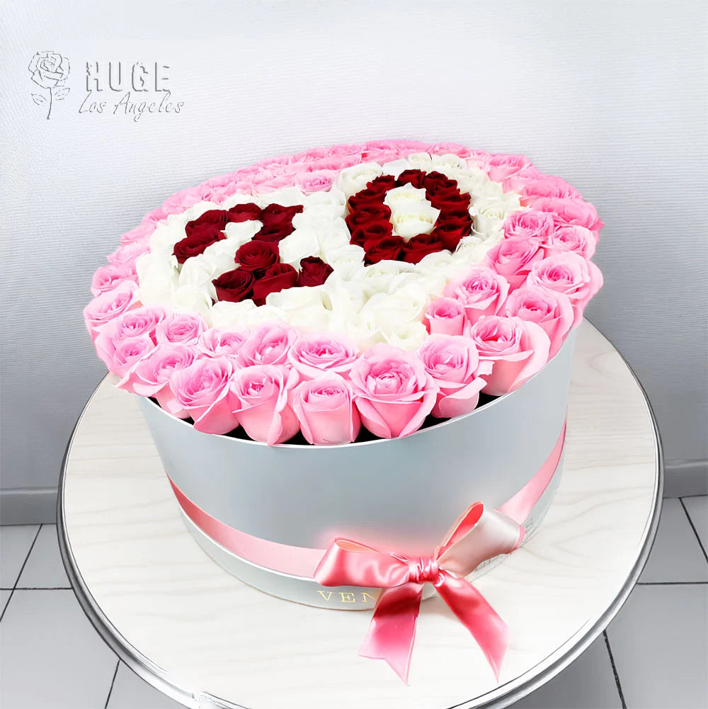 Heart-Shaped Roses | 75 Red & White Roses