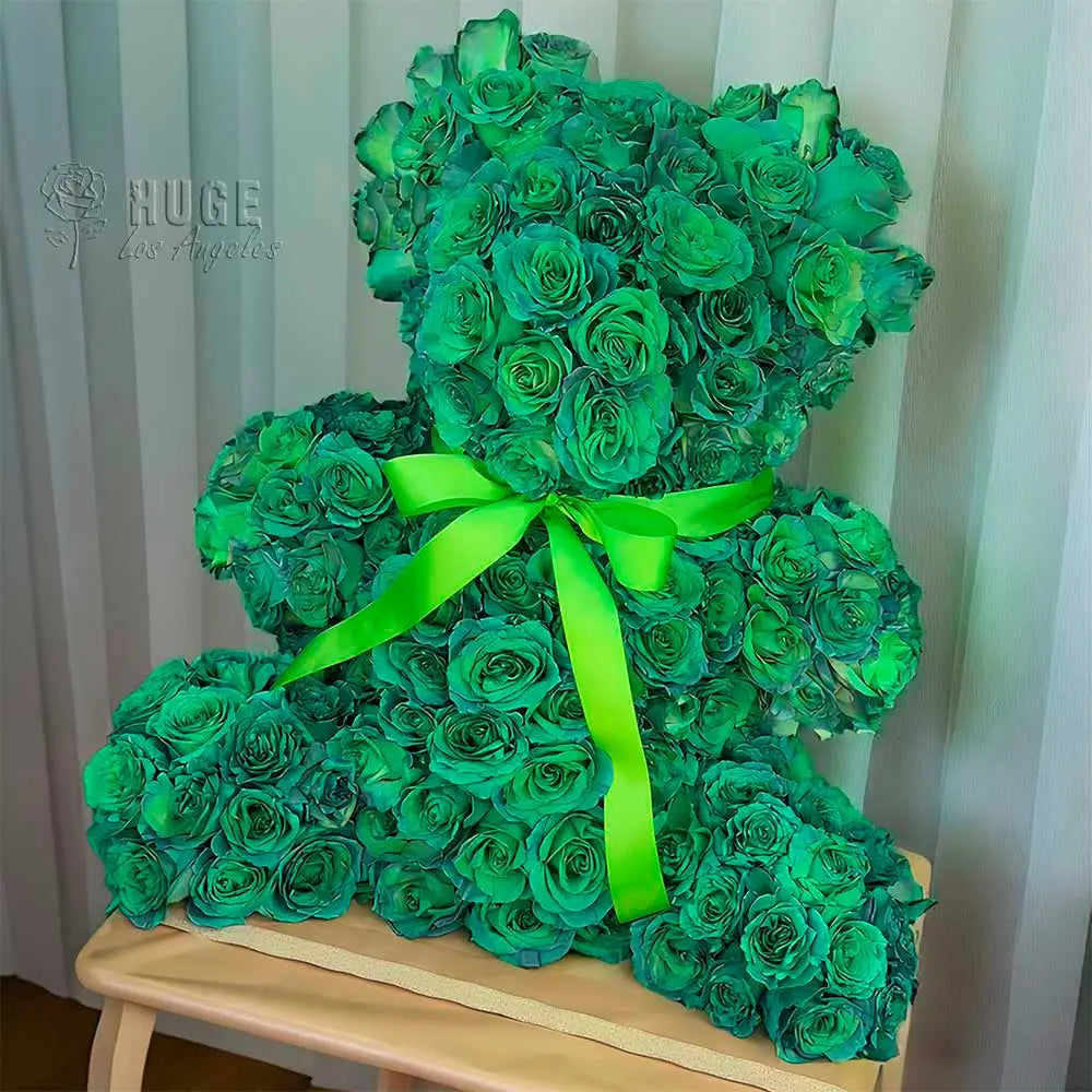 Fresh Rose Emerald Bear