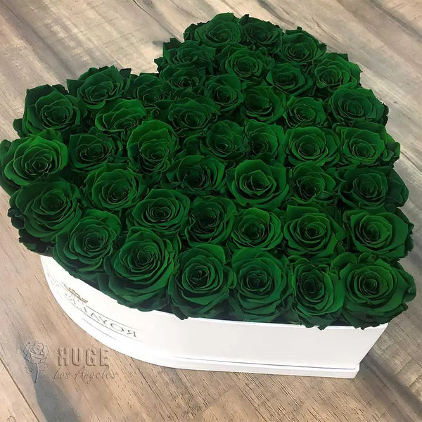 Green Rose Heart Box