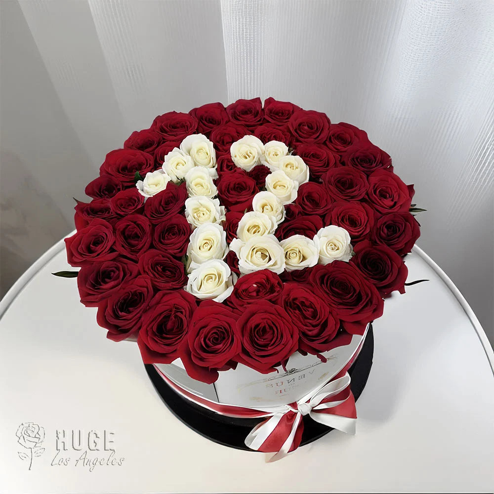 12th Anniversary Red & White Rose Box