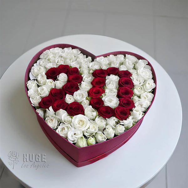 Heart-Shaped Roses | 75 Red & White Roses