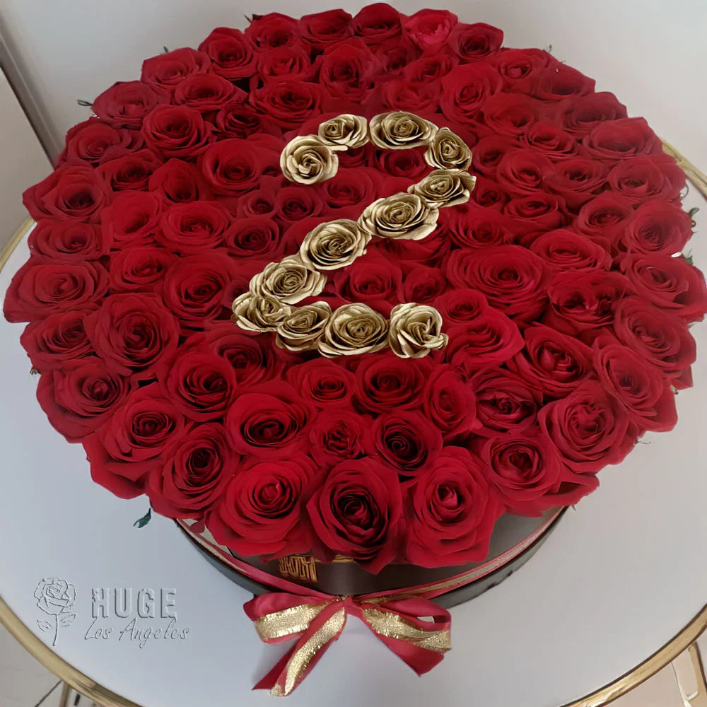 Golden Milestone: 2nd Anniversary Rose Box