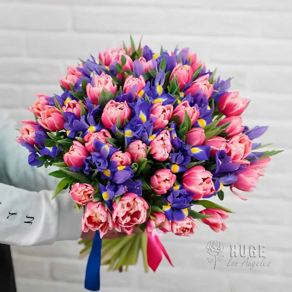 Spring Elegance Tulip and Iris Bouquet