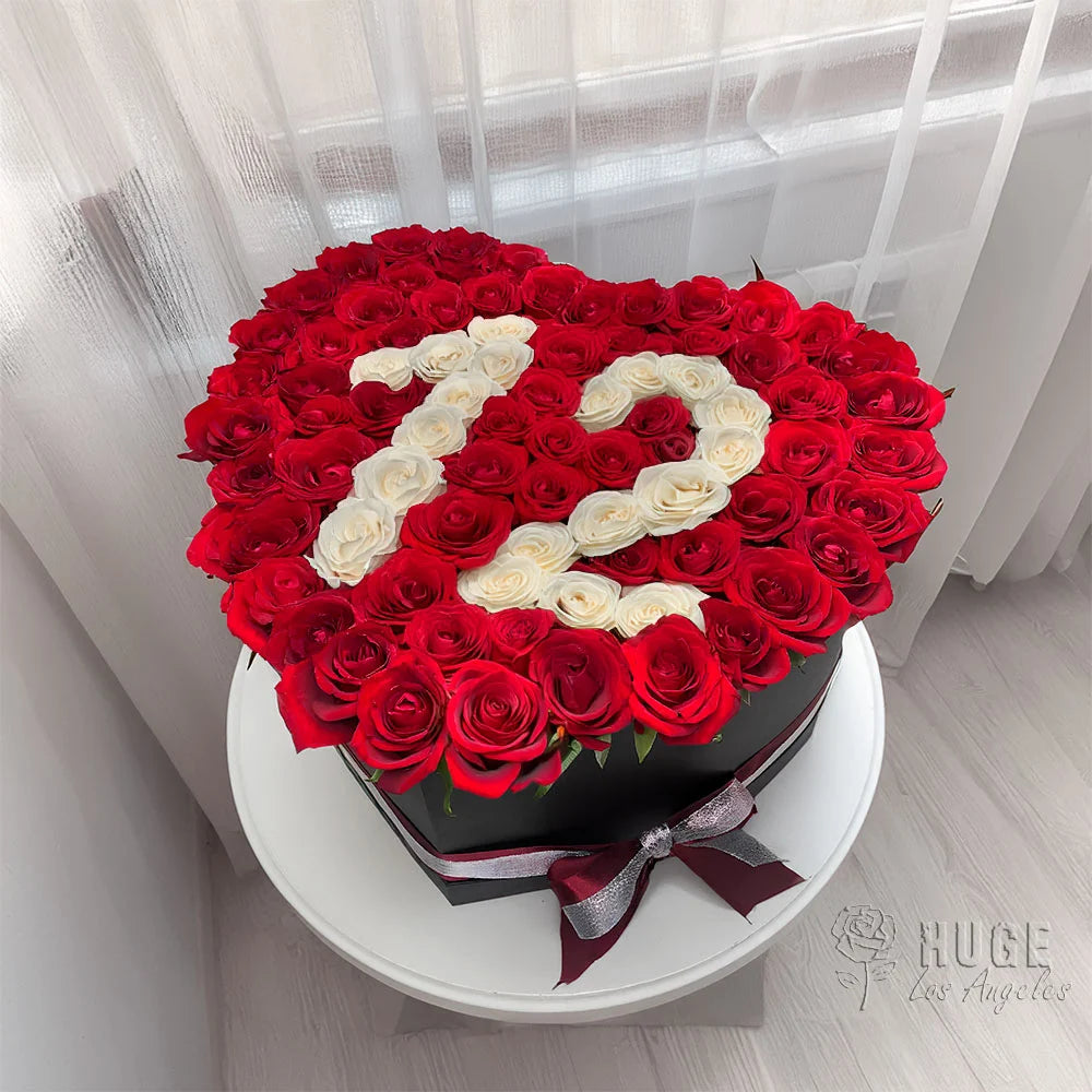 100 Rose Heart Box for 12th Anniversary