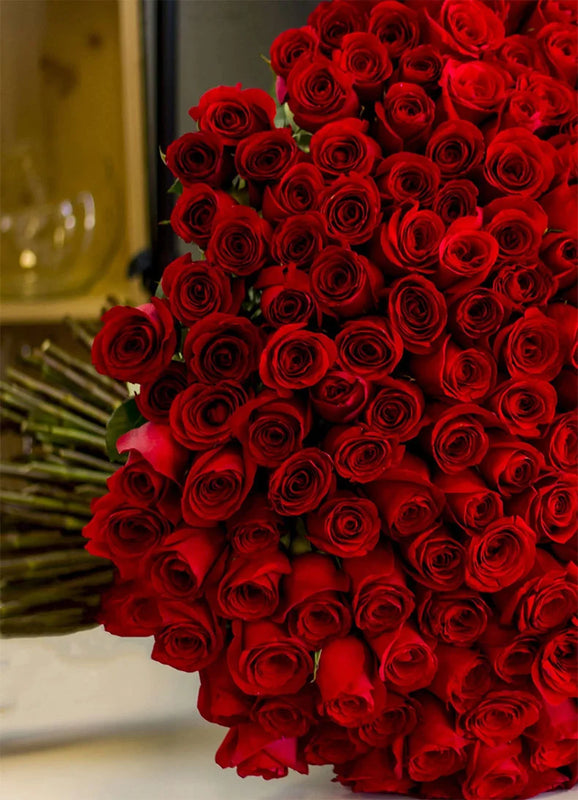 Vibrant red rose bouquet for same-day delivery in Los Angeles, perfect for any occasion.