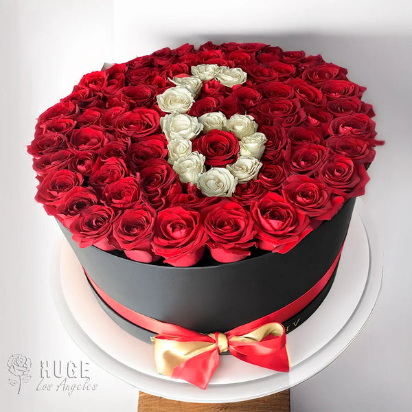100 Red & White Roses 6th Anniversary Box