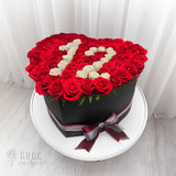 100 Rose Heart Box for 12th Anniversary